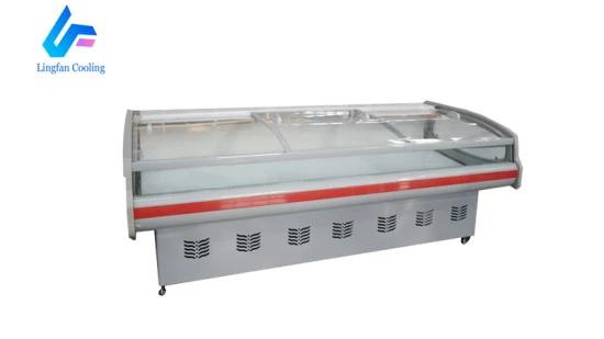 Horizontal Counter Top Curved Glass Refrigerated Cabinet Meat Deli Showcase for Butchery