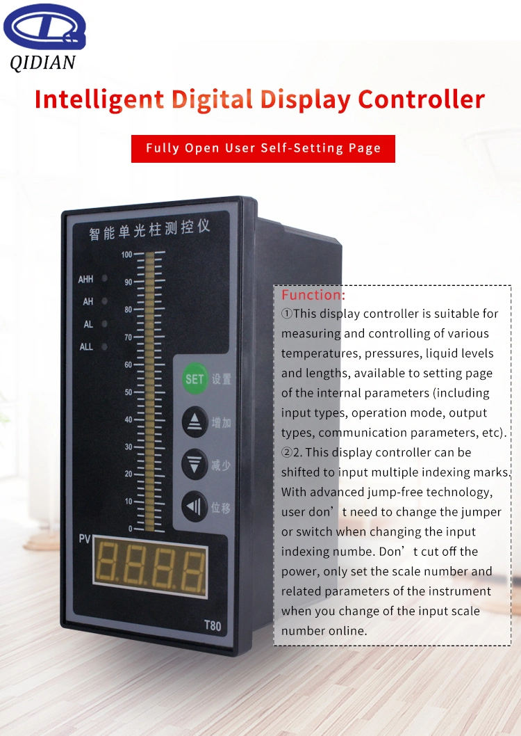 Intelligent Digital Display Instrument 4-20mA/ RS485/Relay Signal Output Solenoid Valve/Water Pump/Temperature/Pressure/Levelmeasurement Display Control Alarm